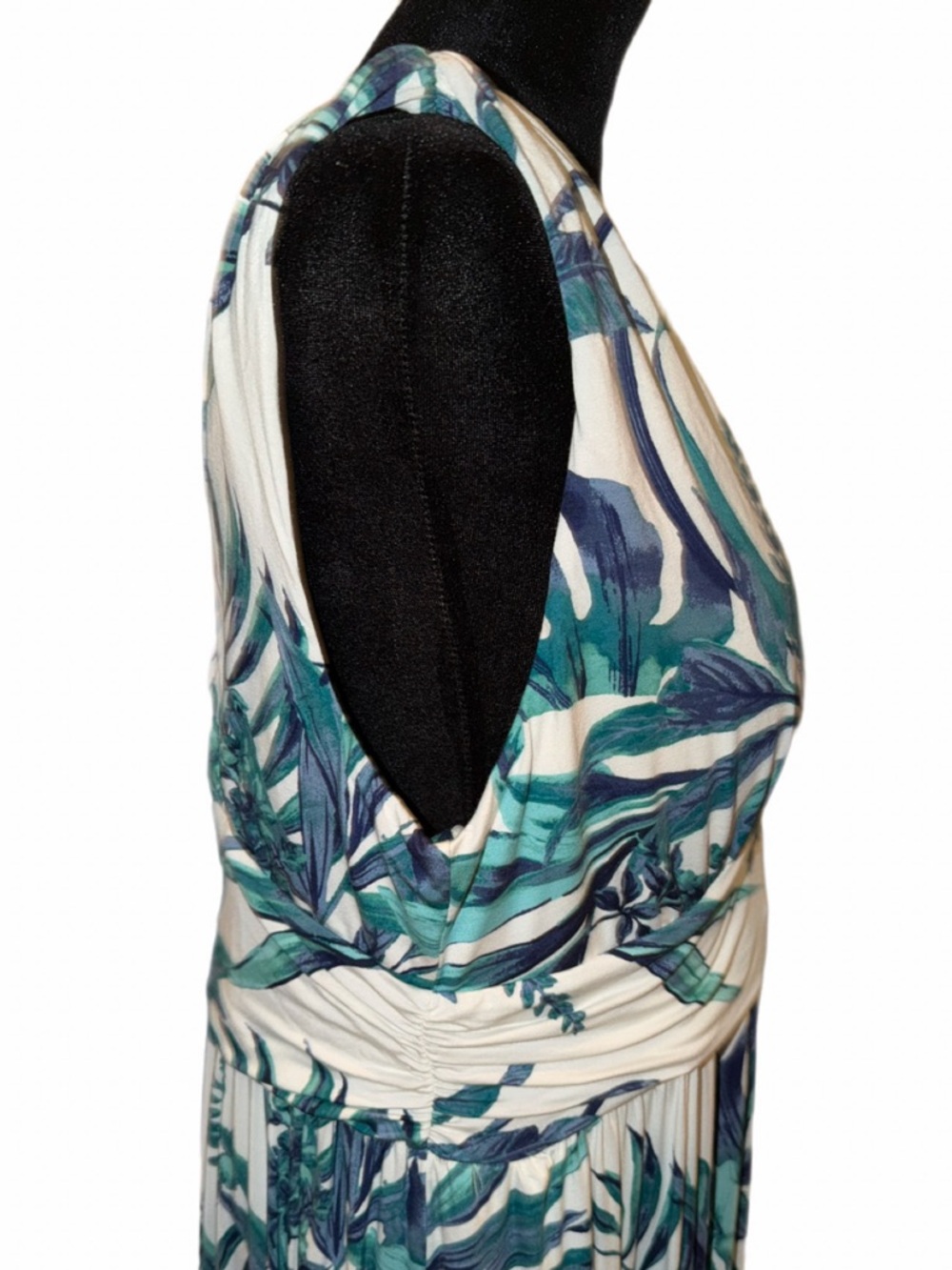 Soma XL Beyond Soft Long Summer Maxi Dress White with green tropical print💚 - Picture 3 of 7